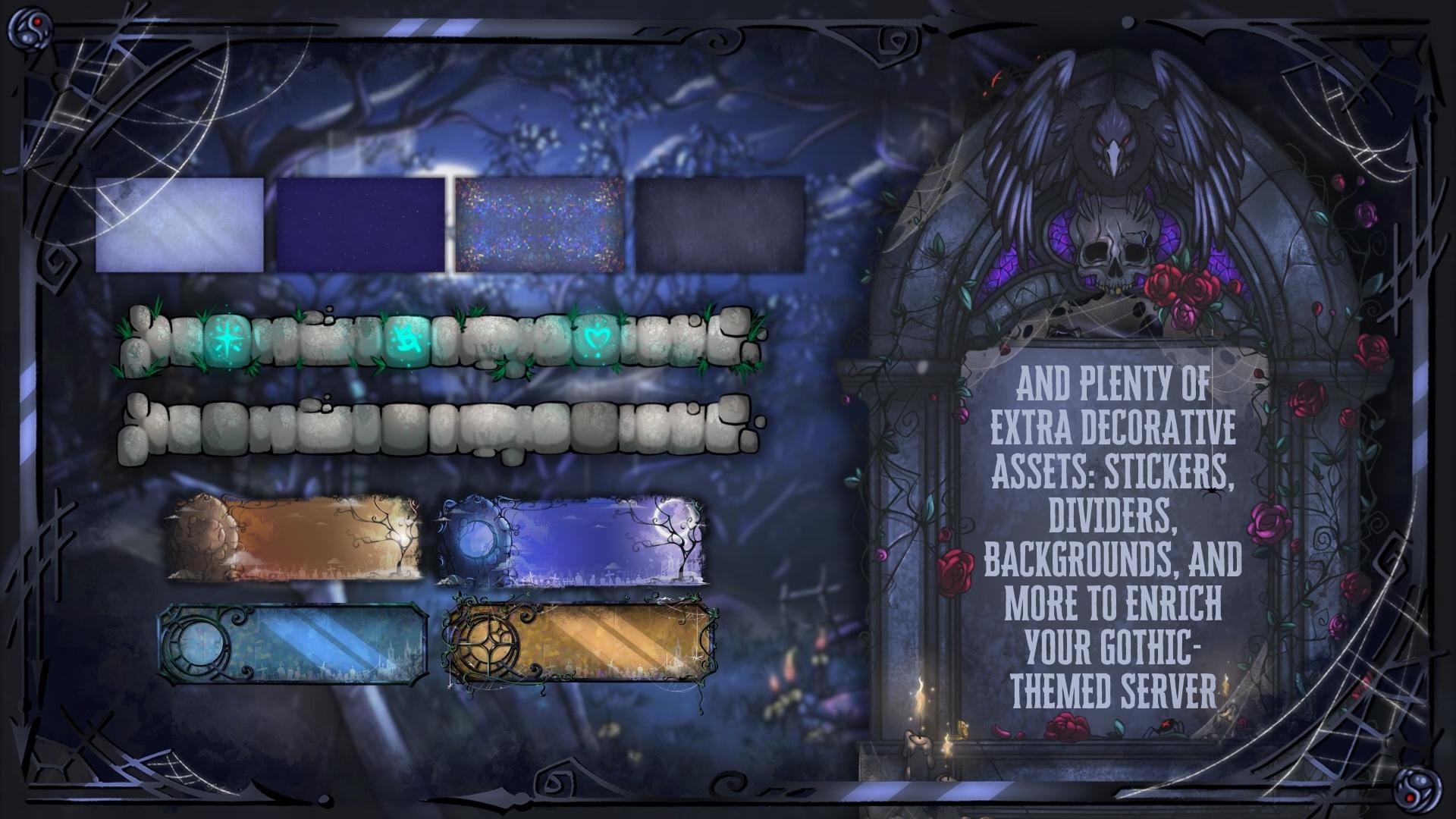 Discord Pack in Dark Gothic Theme: Icons, Banners, Dividers