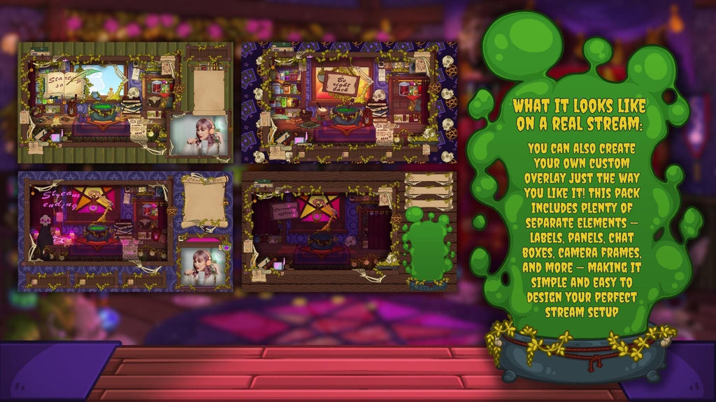 Animated Stream Overlay Boost Pack - Halloween Cozy Witch