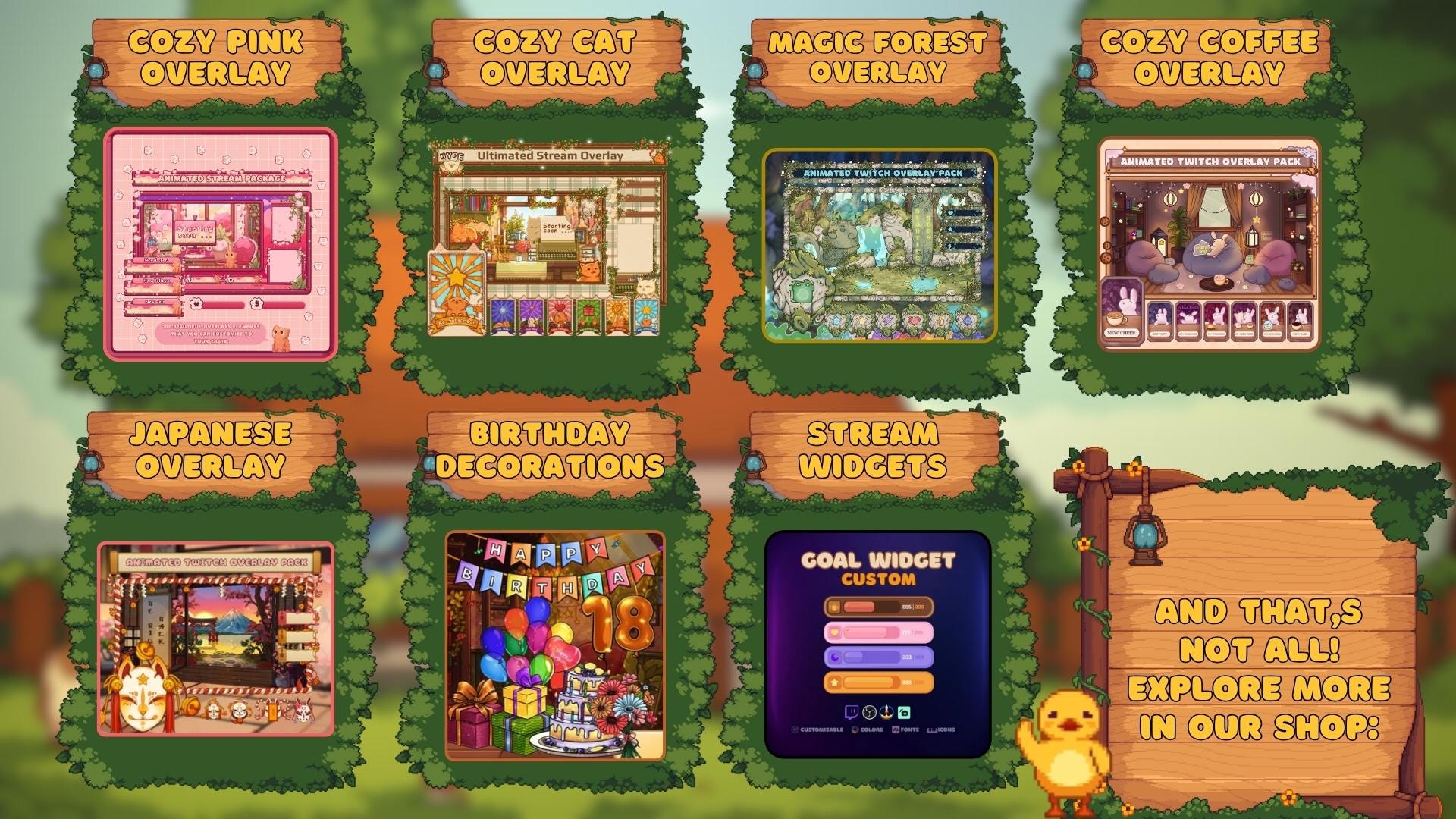 Animated Stream Schedule: Cozy Pixel Farm, Customizable Templates