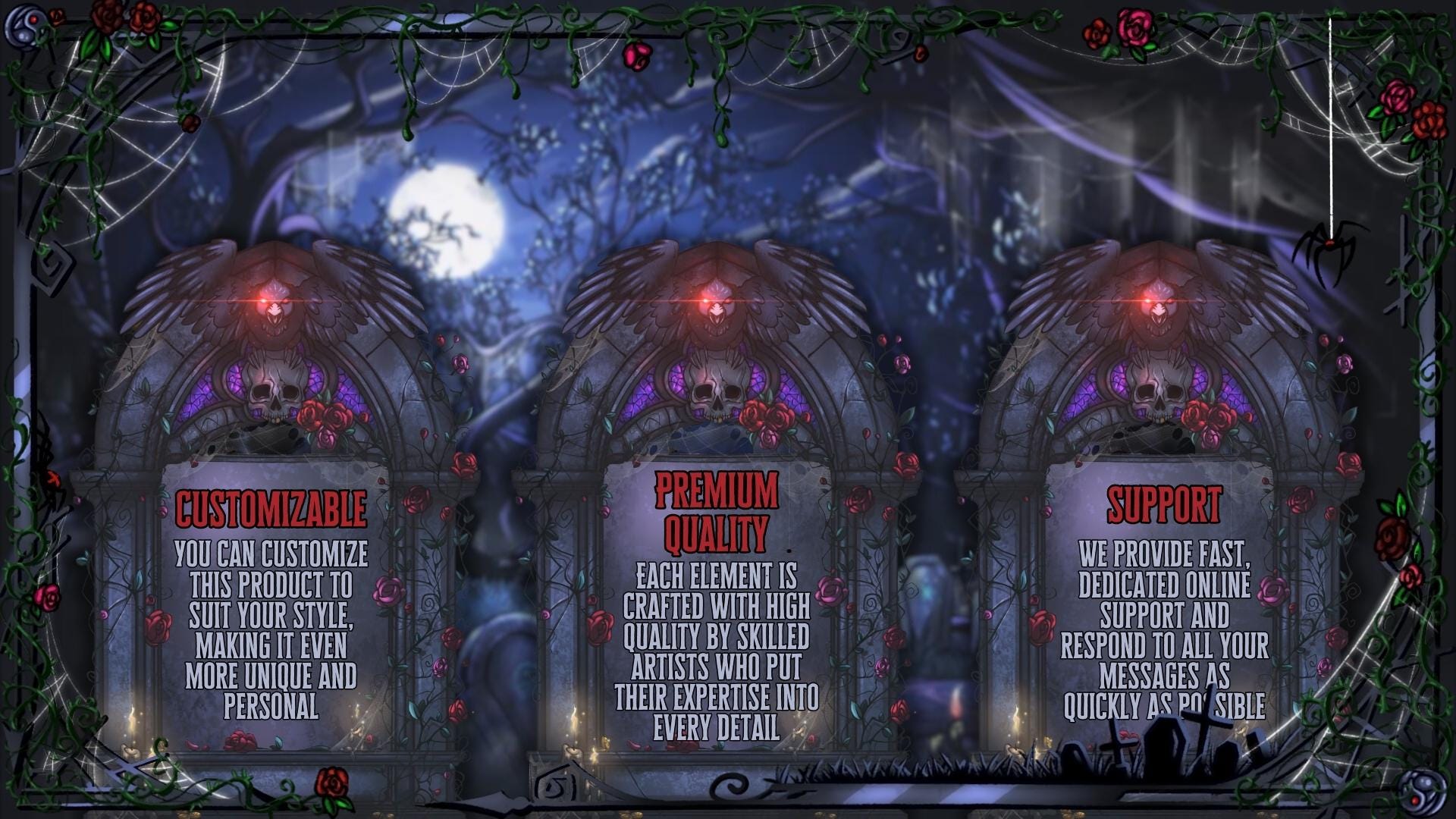 Discord Pack in Dark Gothic Theme: Icons, Banners, Dividers