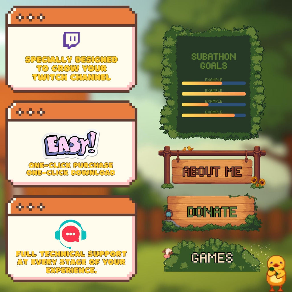 Twitch Panels & Banners –  Cozy Pixel Farm Theme | Custom Template