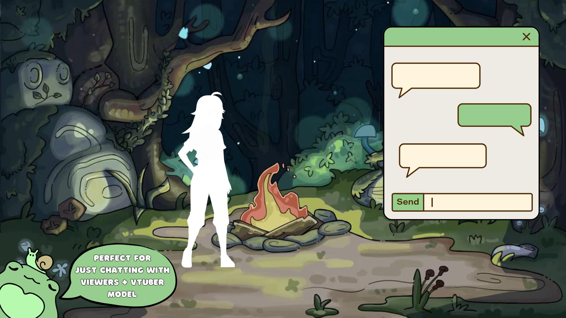 Animated background - campfire in the enchanted forest | For VTubers & Streamers