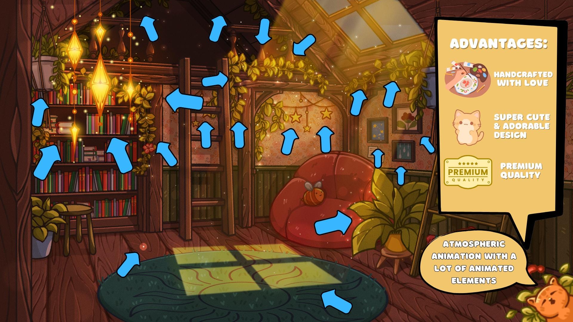 Animated background - Cozy Room | For VTubers & Streamers