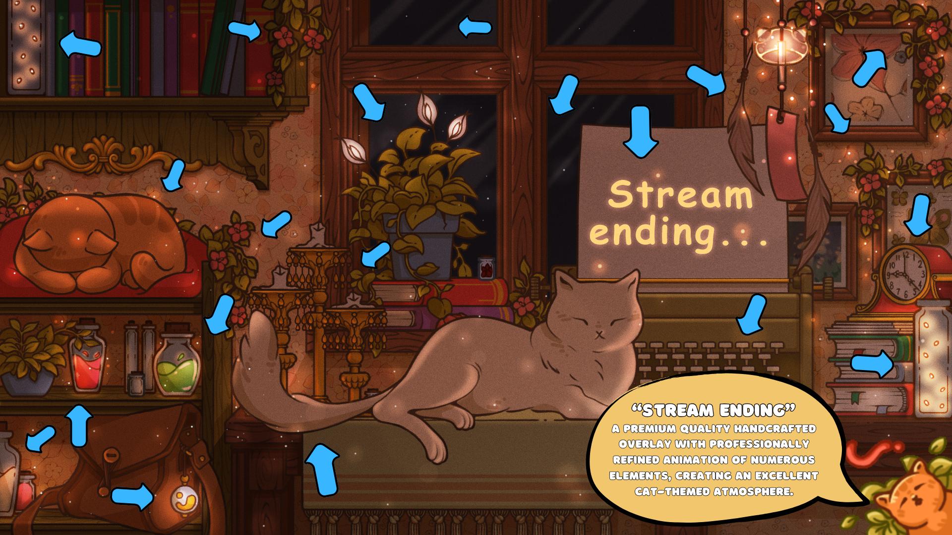 Animated Stream Screens in Cozy Cats Theme
