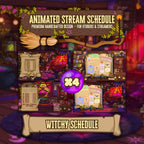 Animated Stream Schedule - Cozy Witch, 4 Customizable Templates