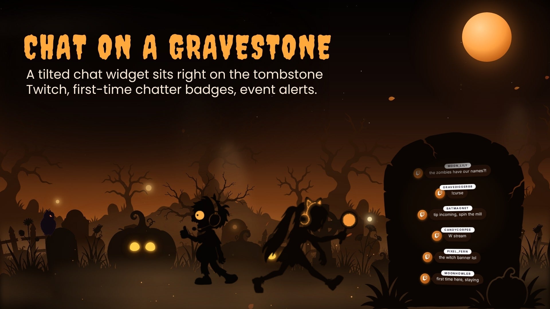 Interactive Halloween Stream Overlay — Zombies React to Chat, Curse Wheel, 4 Screens & Webcam Frame