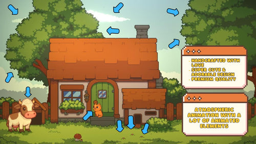 Animated background - Cozy Pixel Farm, For VTubers & Streamers