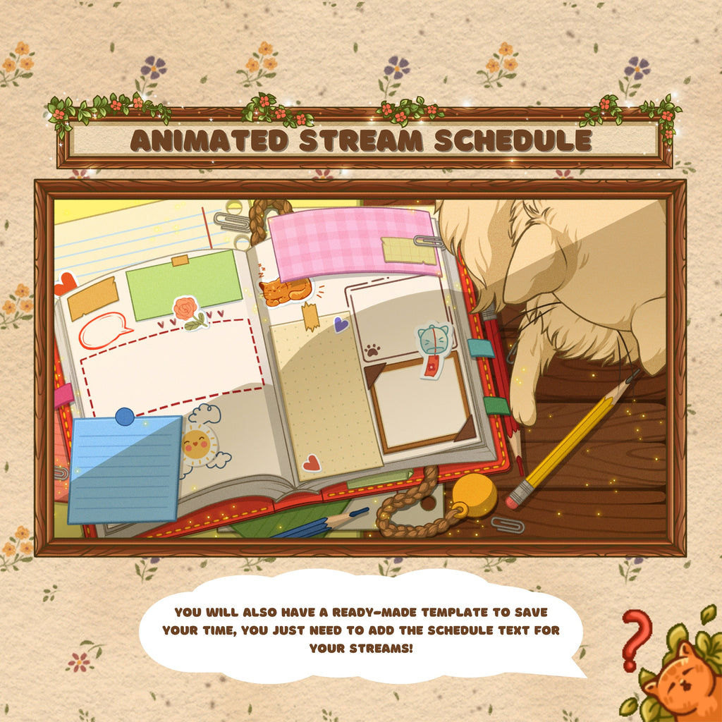 Animated Stream Schedule in Cozy Cats Theme, Customizable Templates