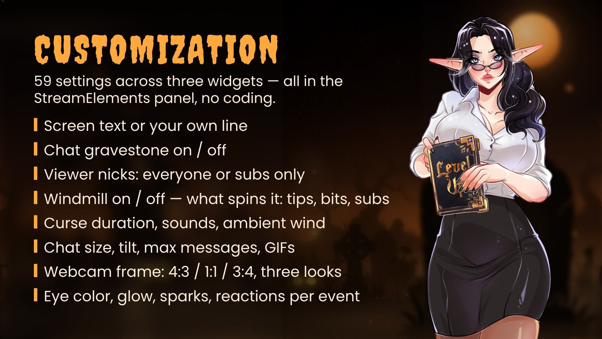 Interactive Halloween Stream Overlay — Zombies React to Chat, Curse Wheel, 4 Screens & Webcam Frame