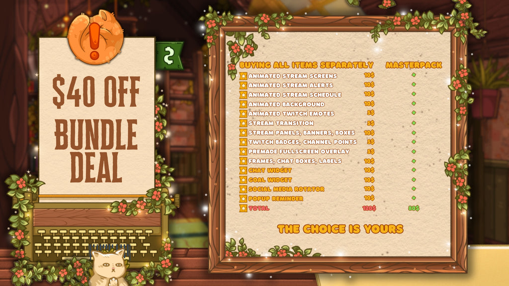 Ultimate Stream Overlay MASTERPACK - Cute Cats: All-In-One Stream Kit