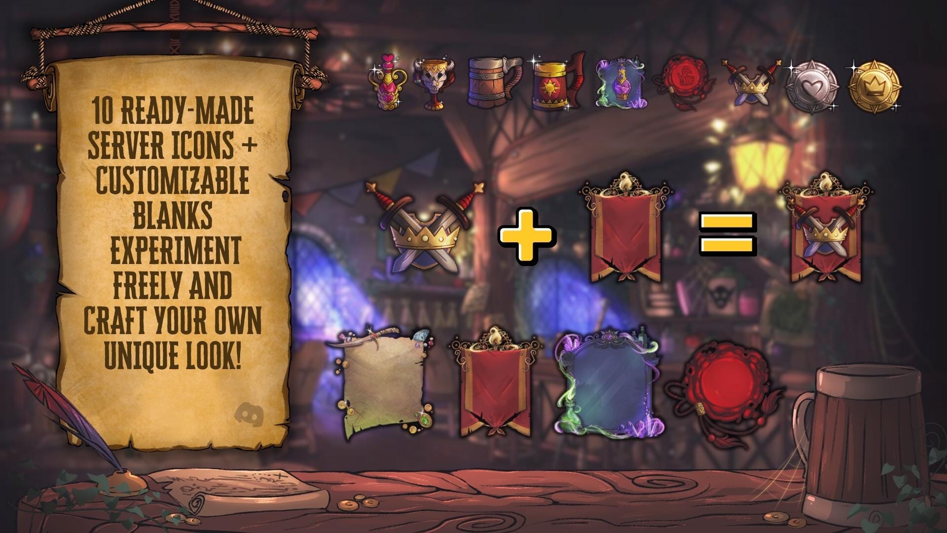 Fantasy Tavern Discord Pack | Pre-Made RPG & DnD Decoration | Discord Emotes | Discord Banner | Discord Panels