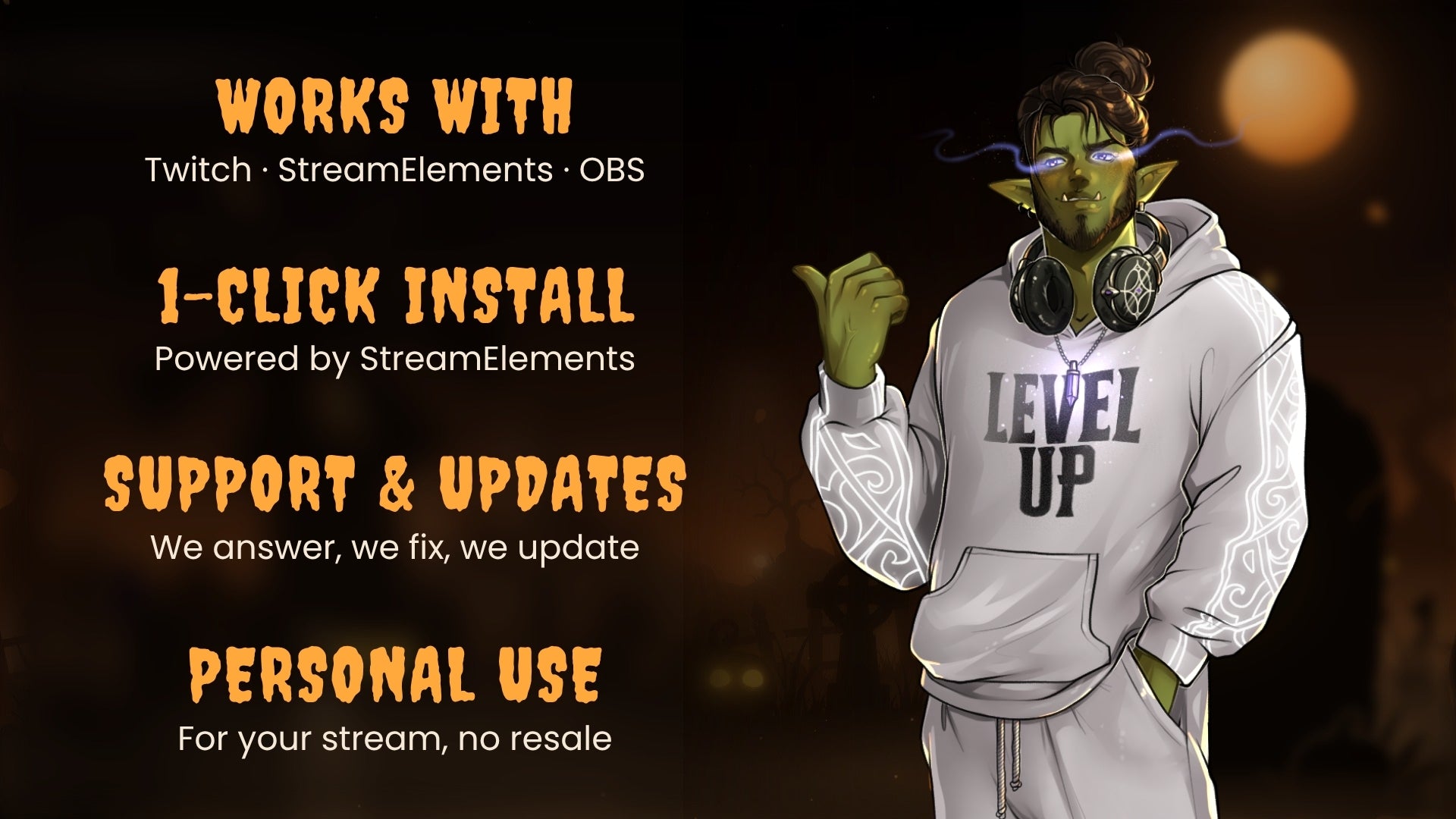 Interactive Halloween Stream Overlay — Zombies React to Chat, Curse Wheel, 4 Screens & Webcam Frame