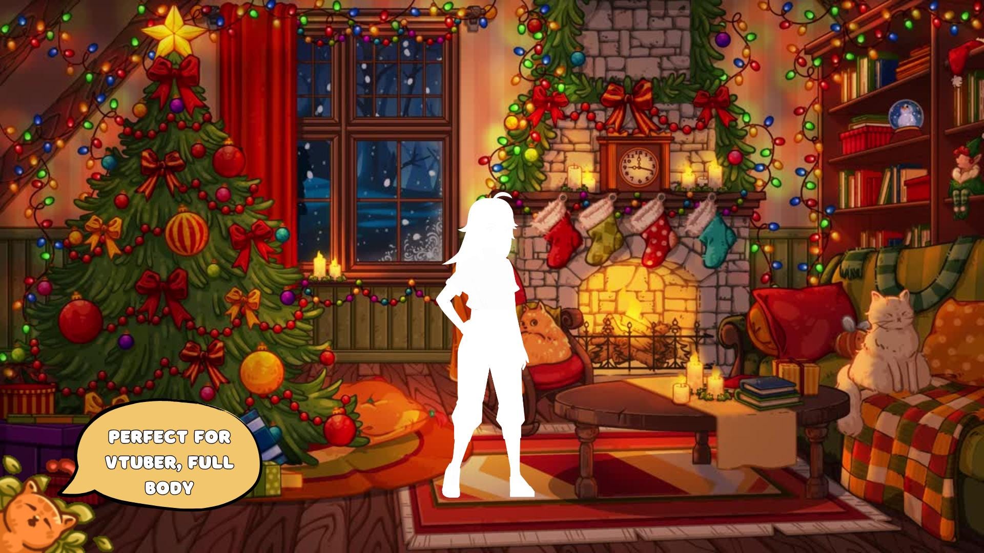 Animated background - Cozy Christmas Room | For VTubers & Streamers
