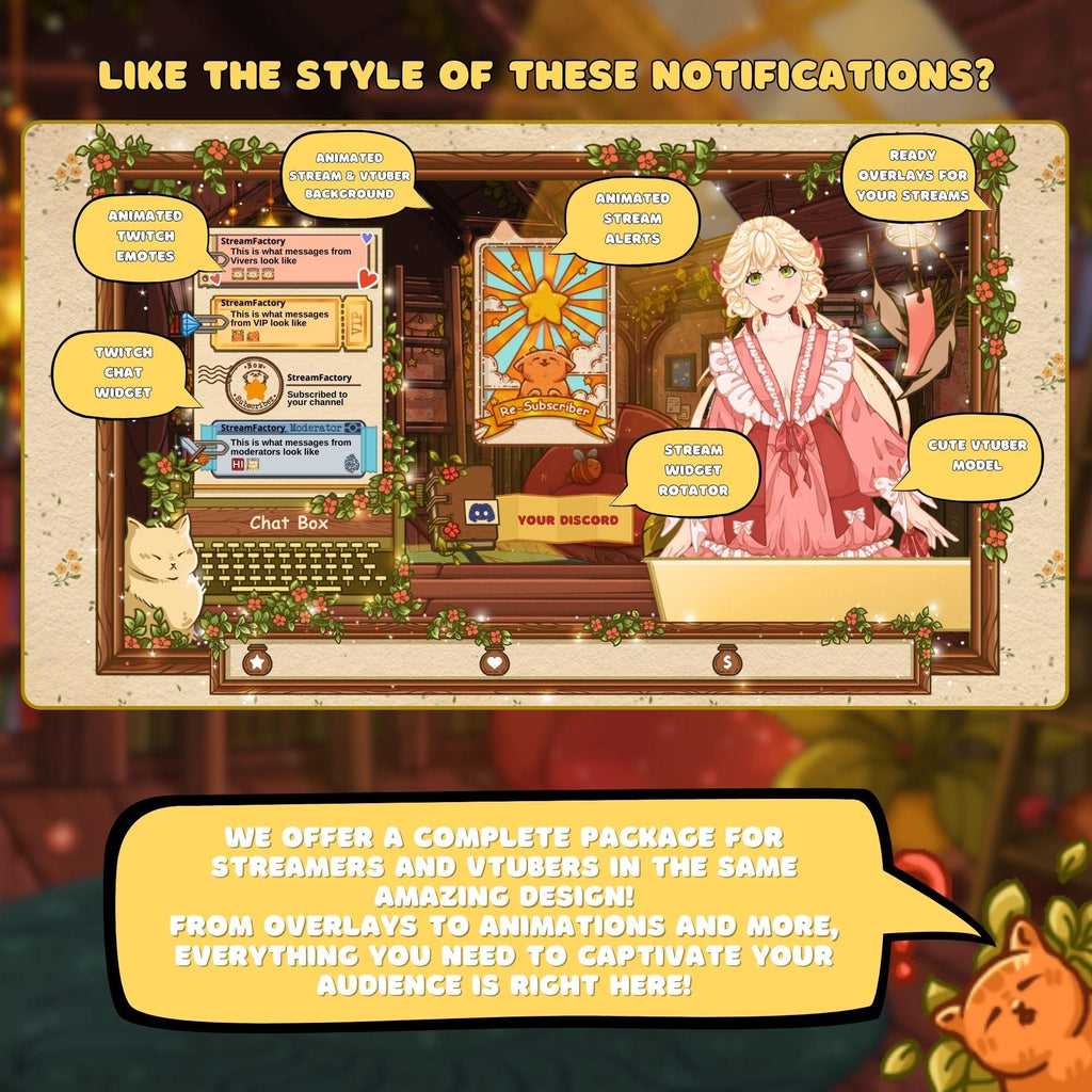 Twitch Reminder Widget: Cozy Stream Theme Pop Up Widget