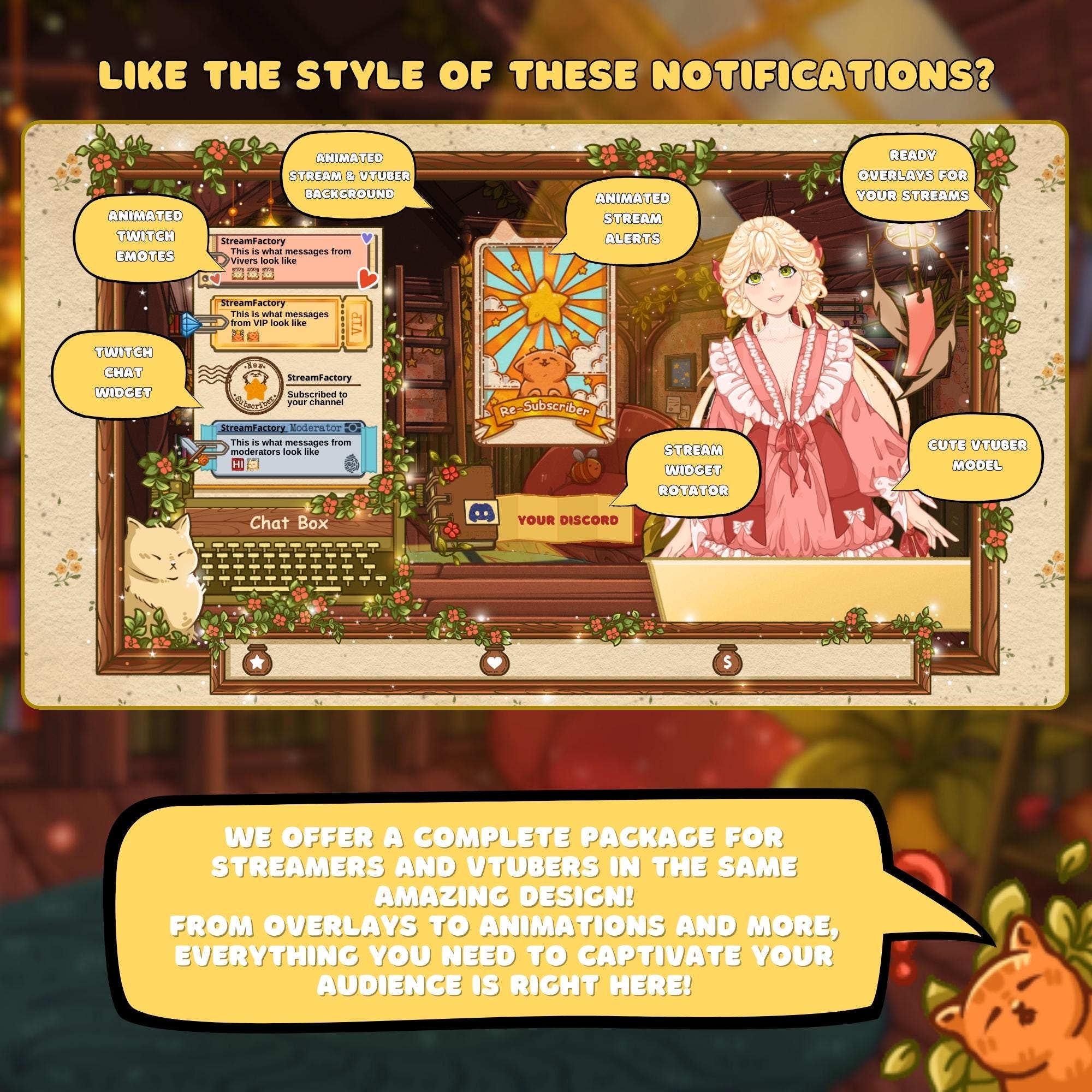 Twitch Reminder Widget: Cozy Stream Theme Pop Up Widget