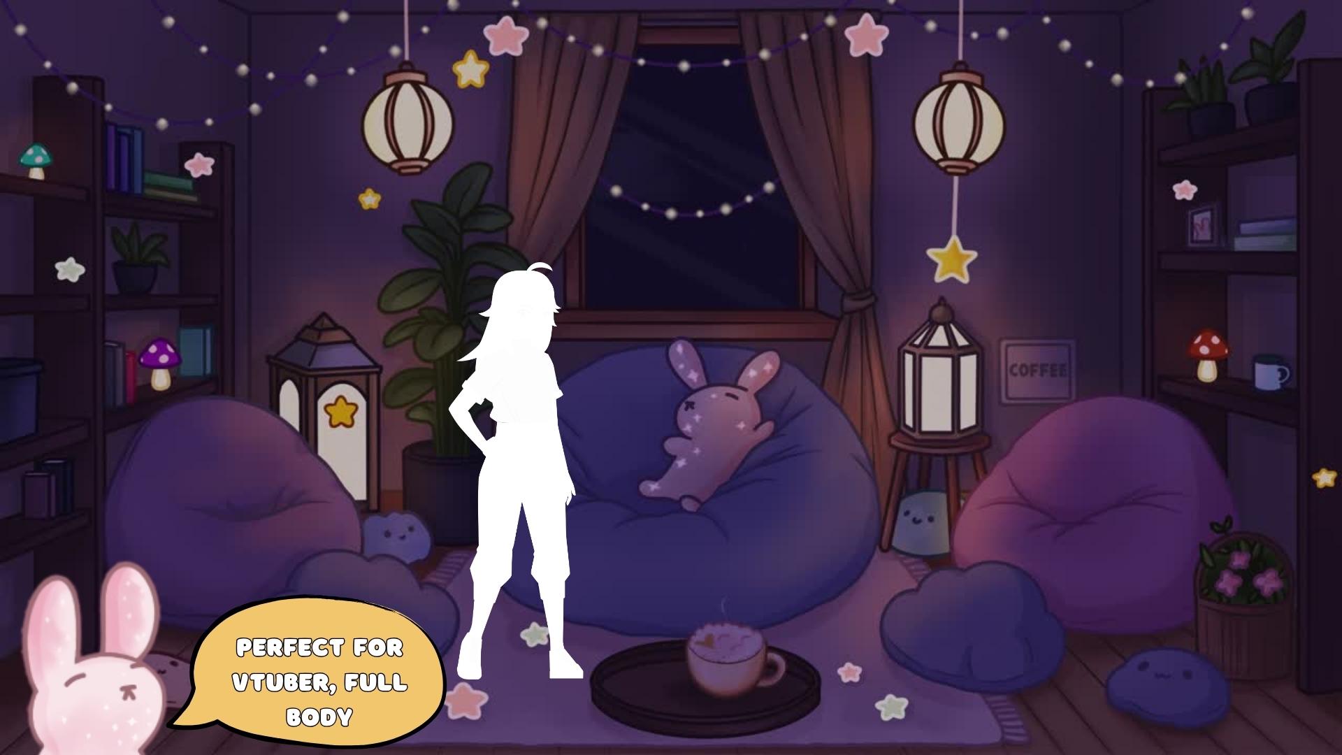 Animated background - Lofi Bunny Room | For VTubers & Streamers