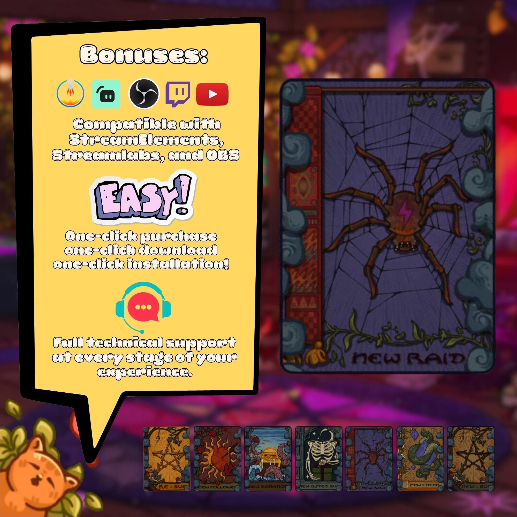 Animated Stream Alerts Pack in Magical Tarot Cards