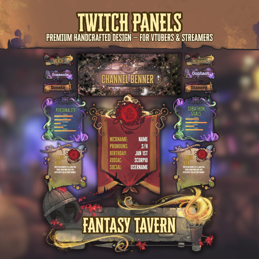 Twitch Panels Pack - Medieval Fantasy Tavern Theme