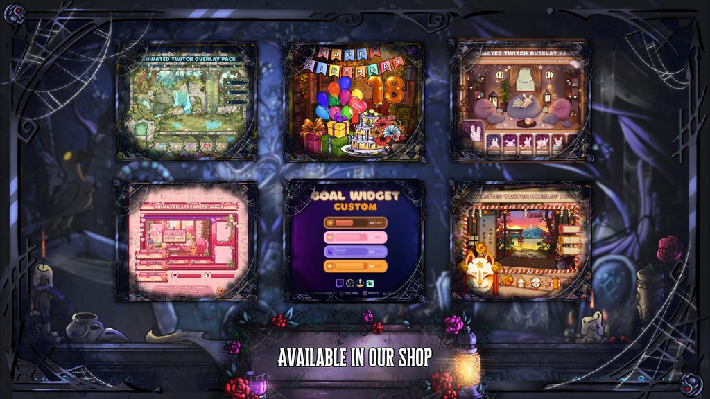 Dark Gothic Cemetery Animated Stream Overlay Pack | Twitch & VTuber | OBS Overlay