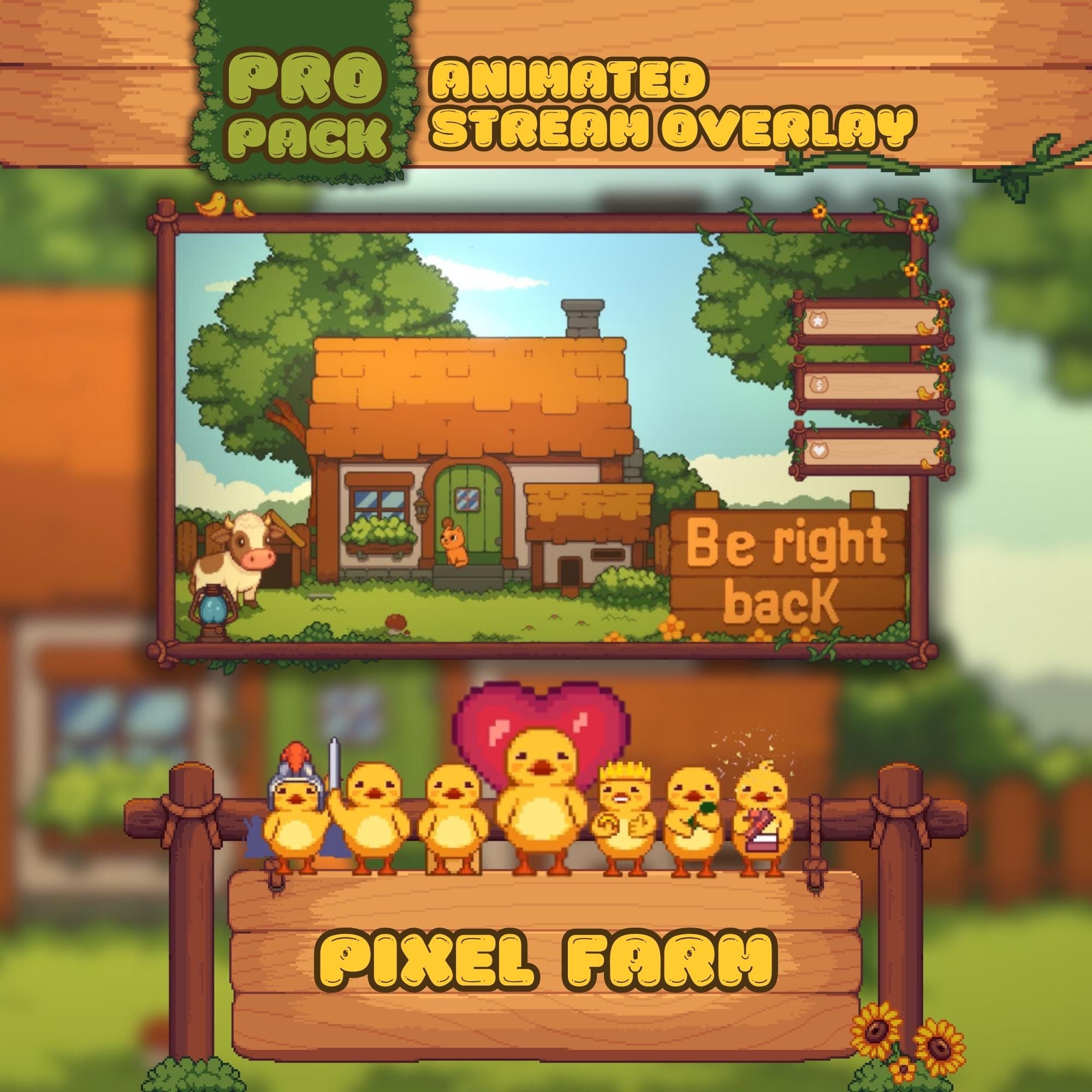 Animated Stream Overlay Boost Pack: Pixel Farm