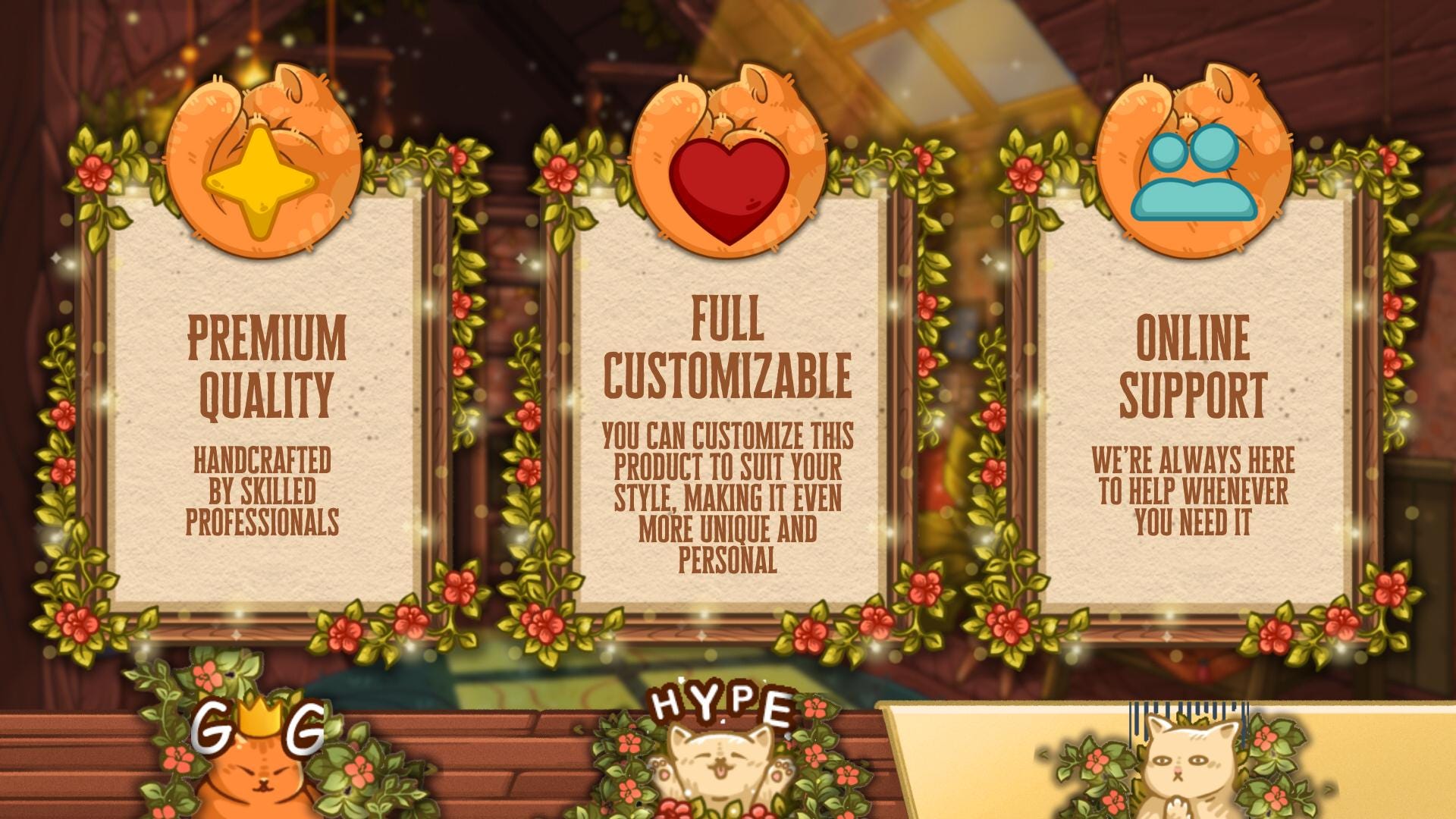 Animated Stream Screens in Cozy Cats Theme