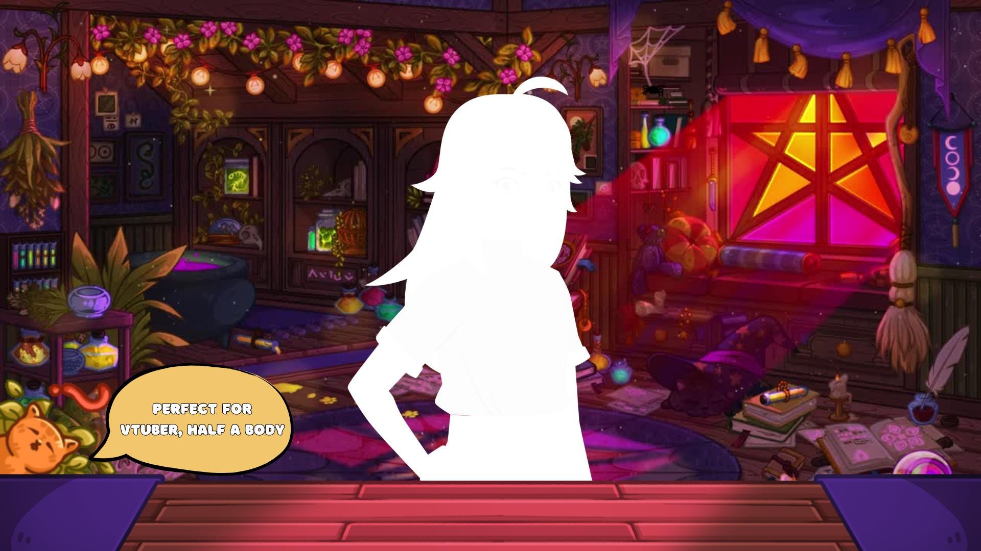 Halloween Witch Room Animated VTuber Background – Cozy Magical Stream Overlay for Twitch & YouTube