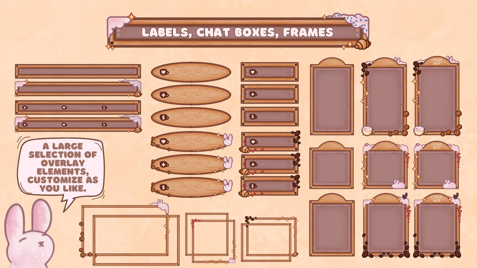 Animated Stream Overlay Boost Pack: Coffee Bunny Theme