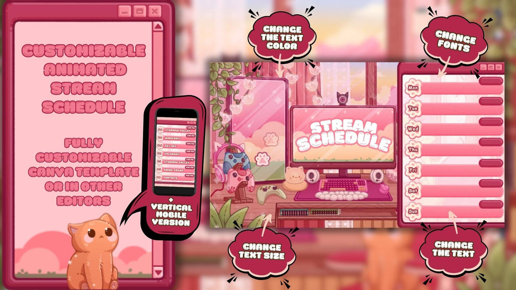 Animated Stream Overlay Boost Pack - Cozy Pink Lofi Theme