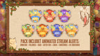 Animated birthday-themed Twitch alerts. 7 alerts for followers, subs, donations. Works with OBS, Streamlabs & StreamElements. Handcrafted, no AI.