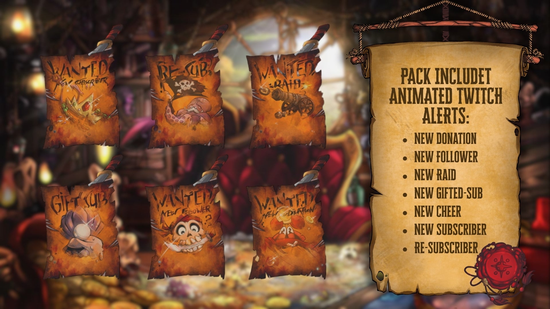 Pirate Stream Alerts | Animated Wanted Poster Theme | Twitch & YouTube