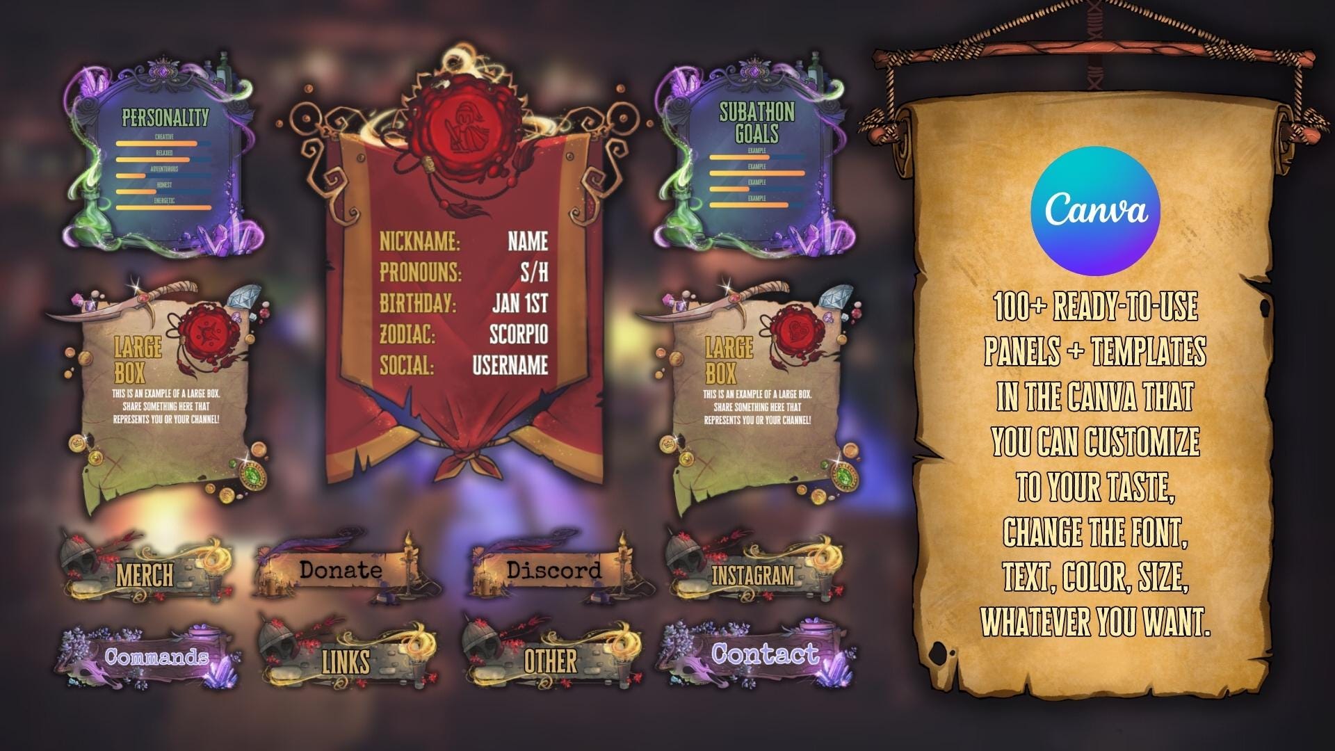 Animated Stream Overlay PRO Pack - Fantasy Medieval Tavern