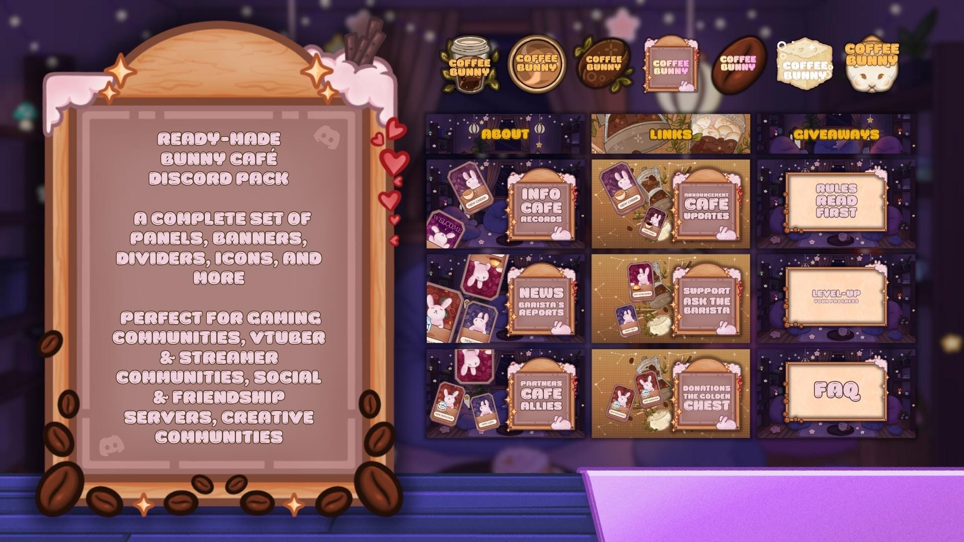 Discord Pack in Coffee Theme: Icons, Banners, Dividers