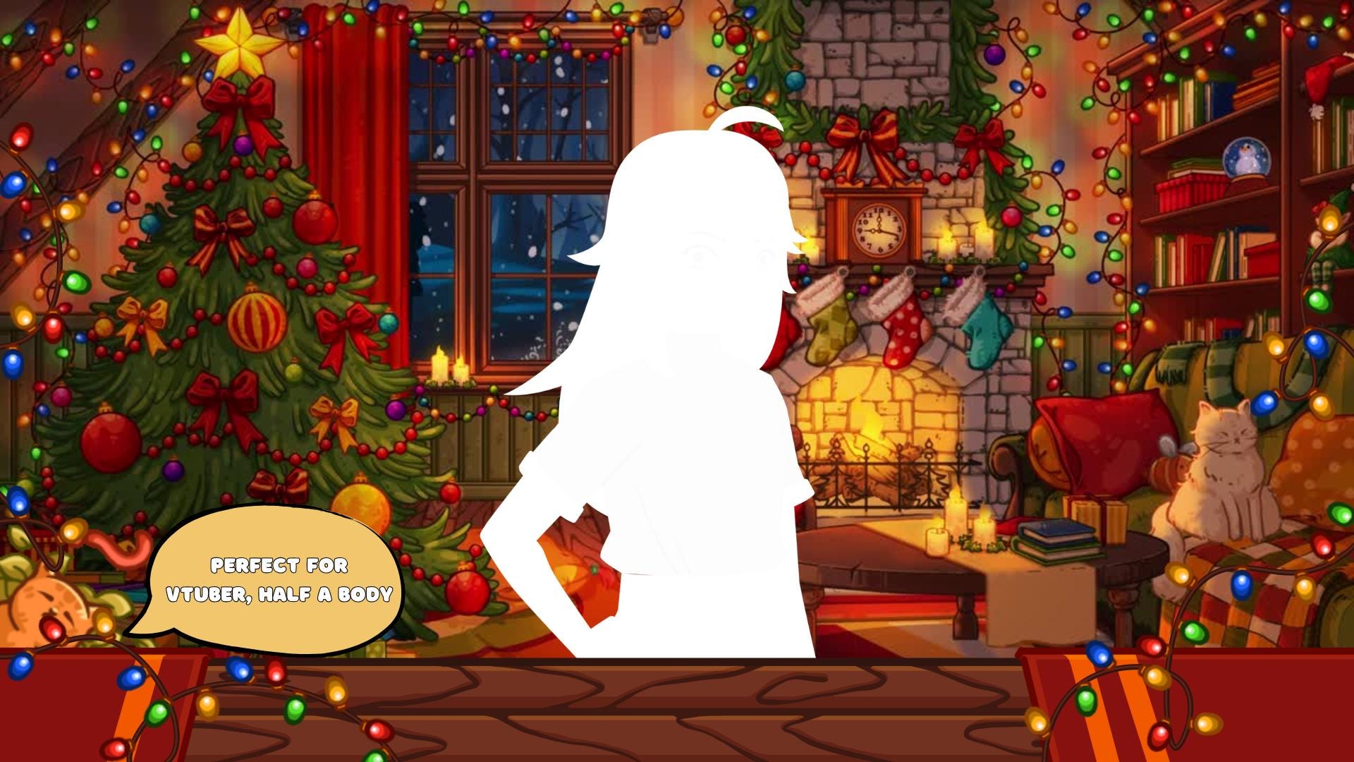 Animated background - Cozy Christmas Room | For VTubers & Streamers