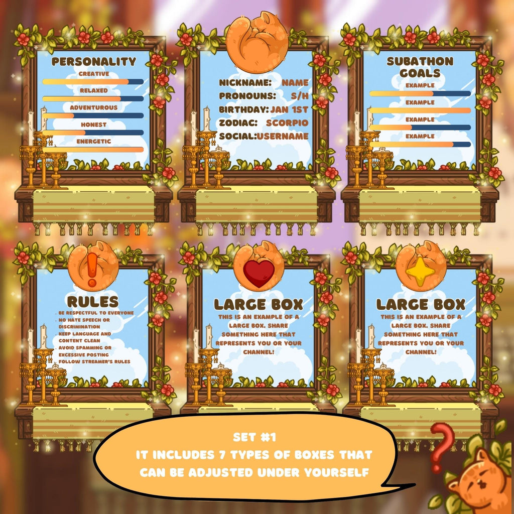 Twitch Panels & Banner Pack: Cozy Cats Style for Streamers & VTubers