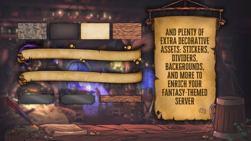 Fantasy Tavern Discord Pack | Pre-Made RPG & DnD Decoration | Discord Emotes | Discord Banner | Discord Panels
