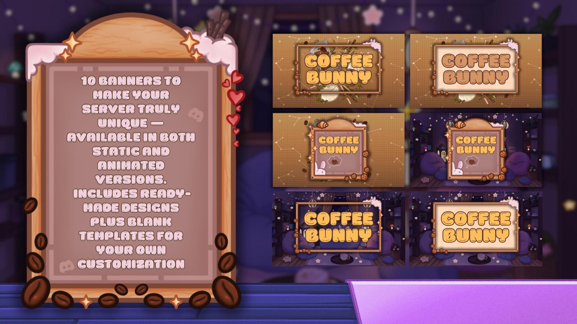 Discord Pack in Coffee Theme: Icons, Banners, Dividers