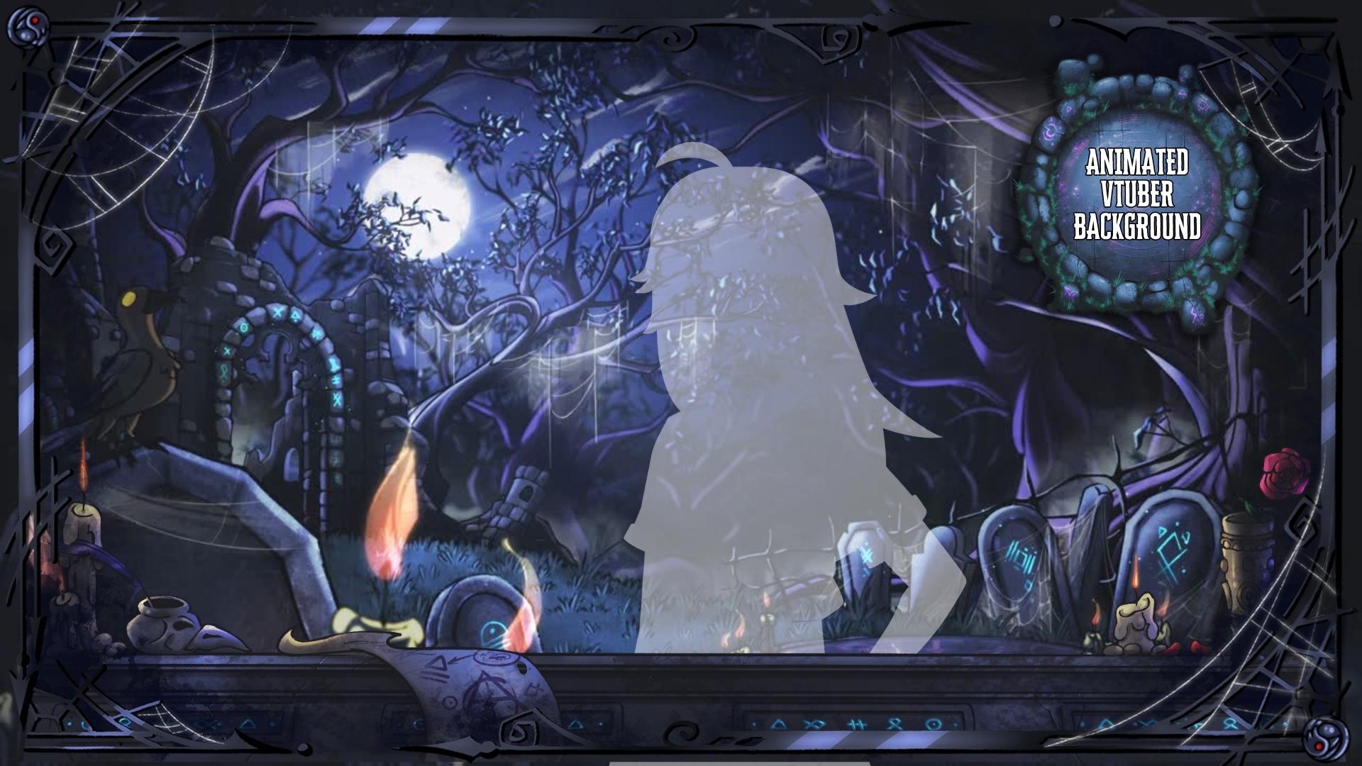 Dark Gothic Cemetery Animated Stream Overlay Pack | Twitch & VTuber | OBS Overlay