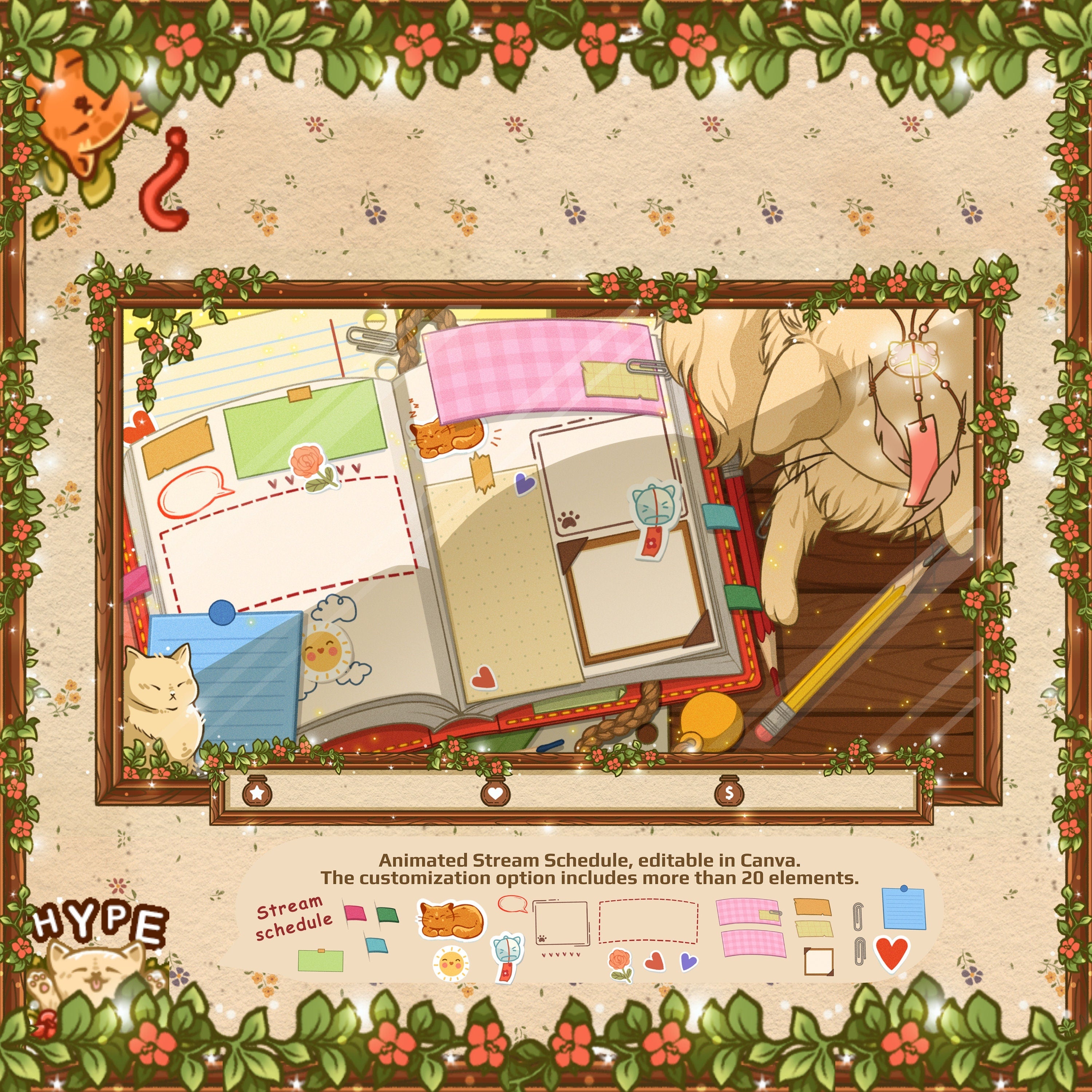 Animated Stream Overlay Pro Package: Cozy Cats