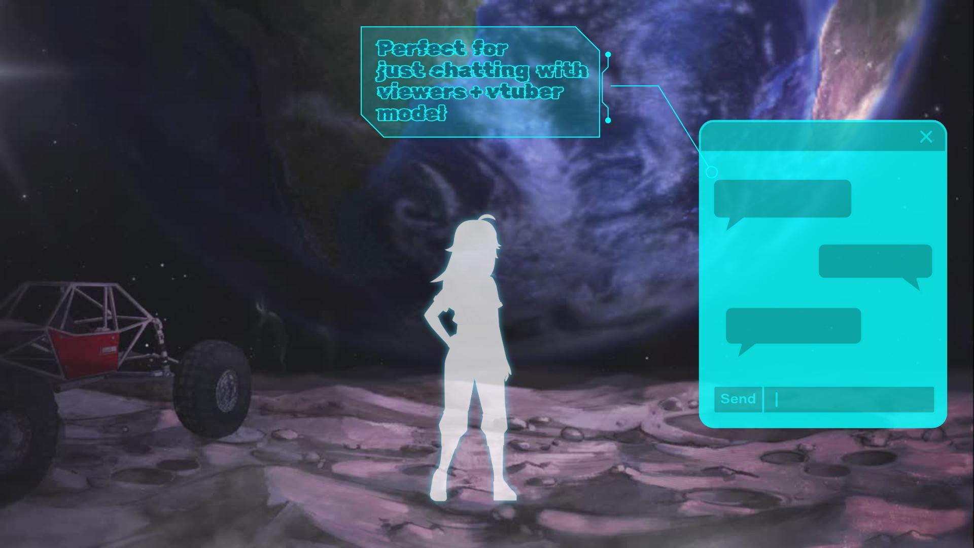 Animated background - Space moon, For VTubers & Streamers