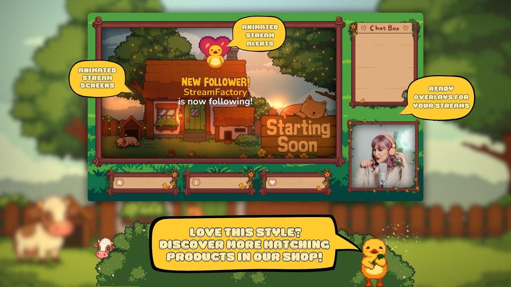 Animated Stream Schedule: Cozy Pixel Farm, Customizable Templates