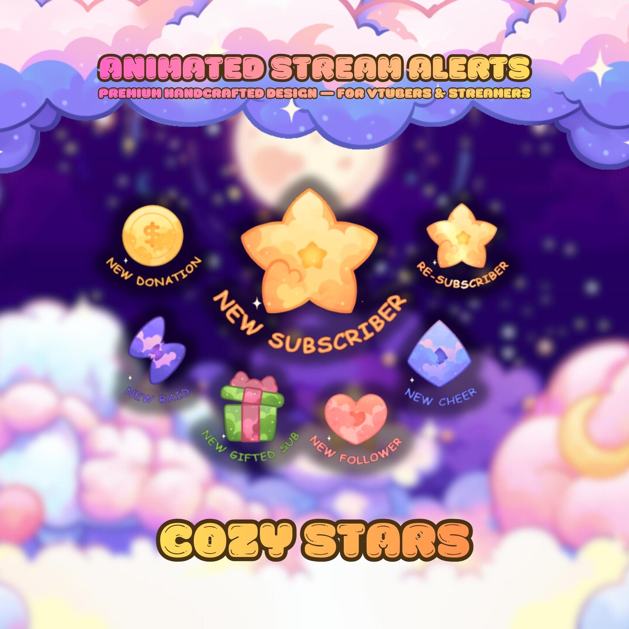 Animated Stream Alerts Pack in Cozy Galaxy Theme