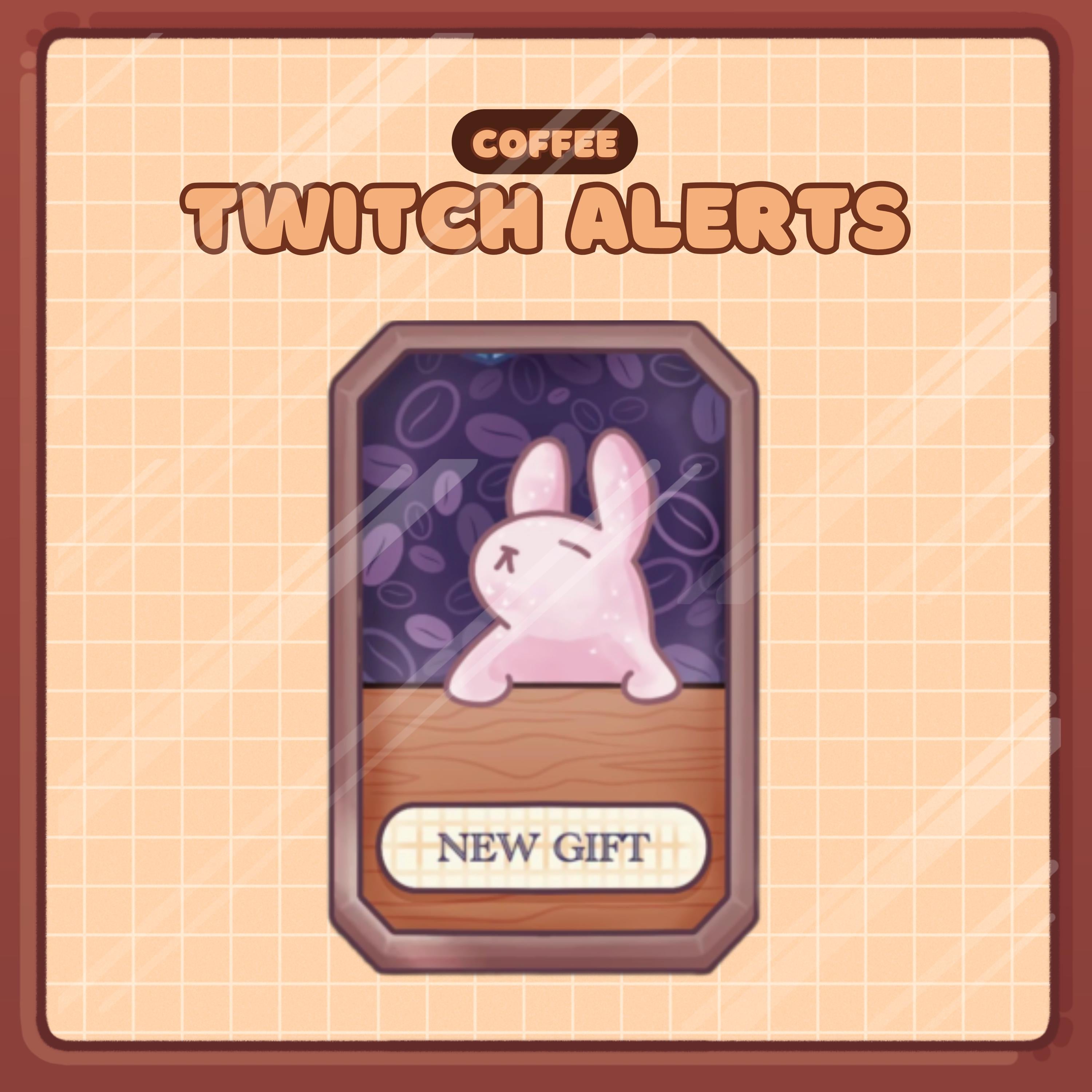Animated Stream Alerts Pack in Coffee Bunny Theme