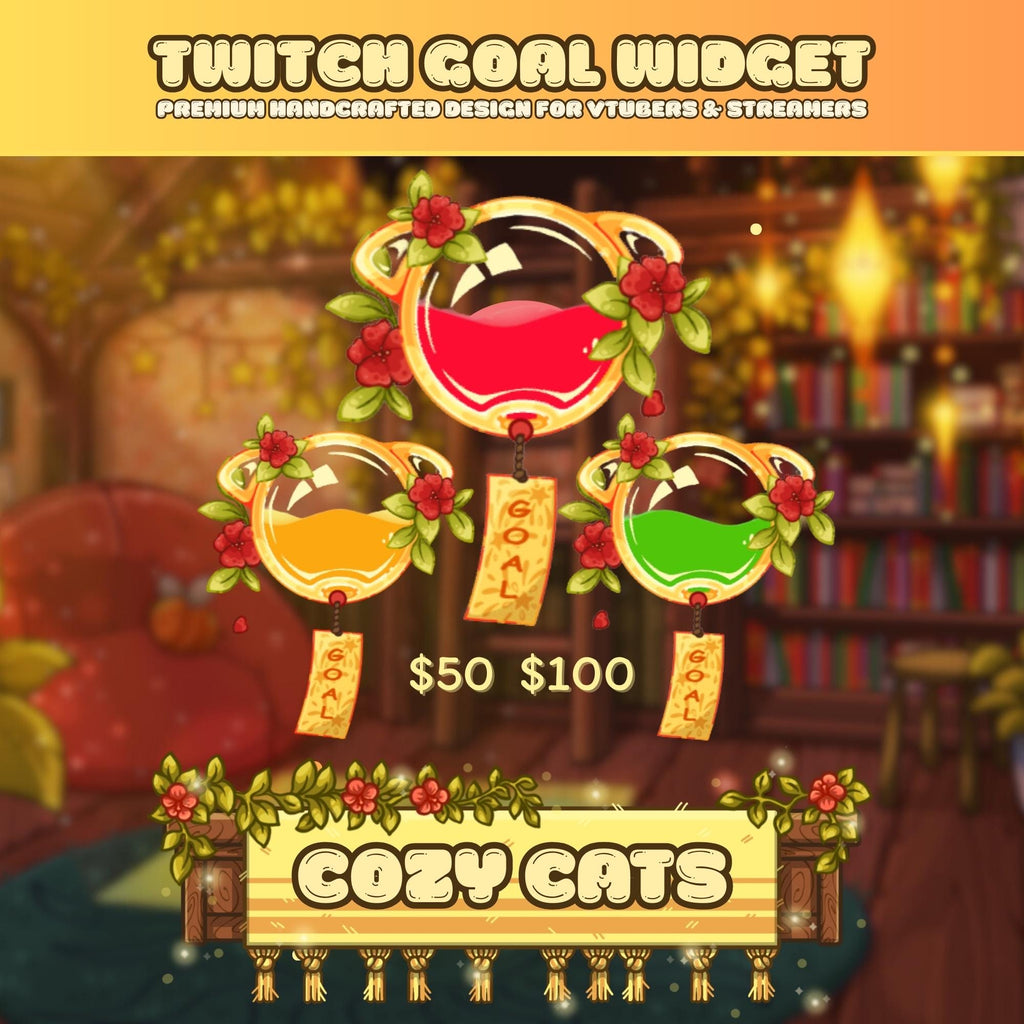 Animated Twitch Goal Widget in Cozy Cats Style