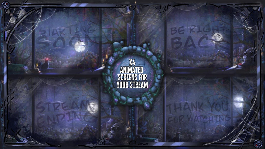 Dark Gothic Cemetery Animated Stream Overlay Pack | Twitch & VTuber | OBS Overlay