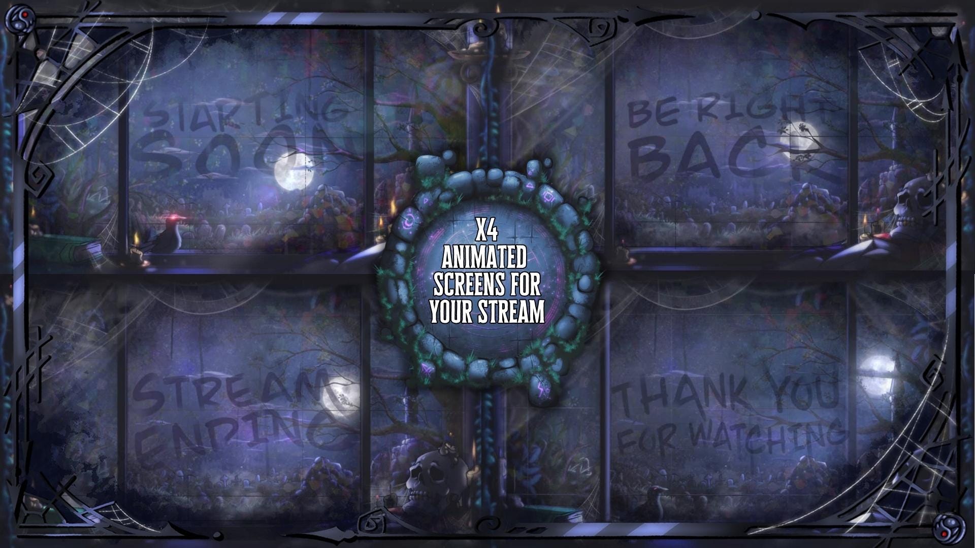 Dark Gothic Cemetery Animated Stream Overlay Pack | Twitch & VTuber | OBS Overlay