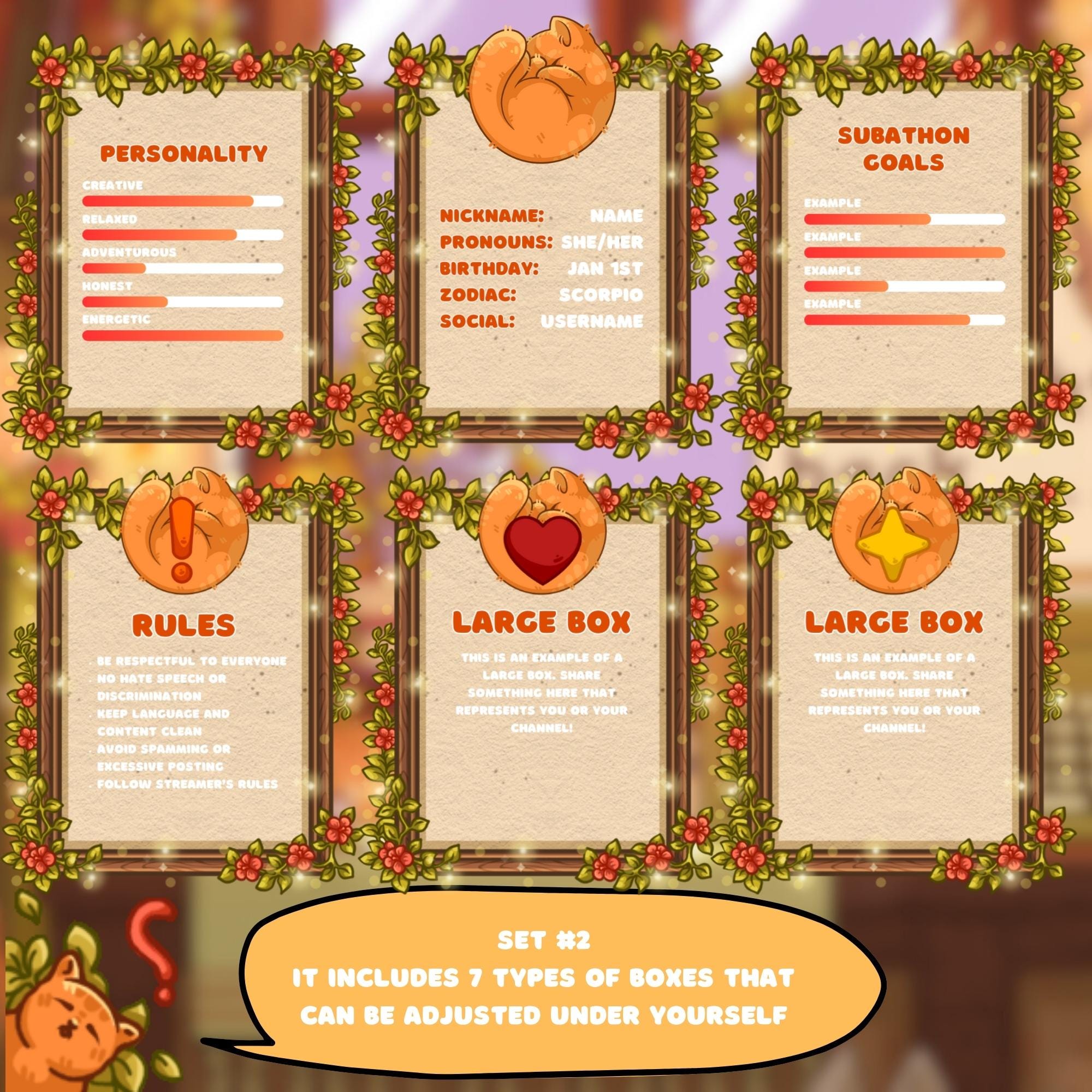 Twitch Panels & Banner Pack: Cozy Cats Style for Streamers & VTubers