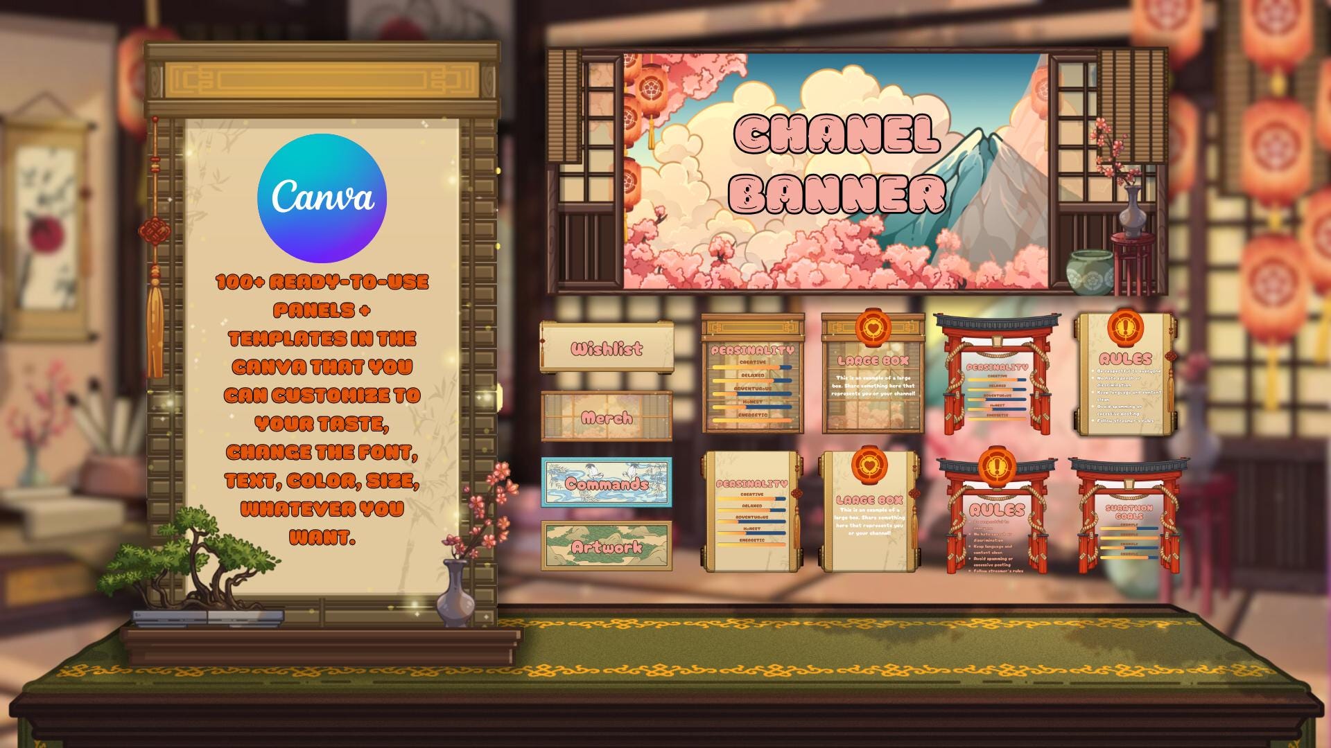 Animated Stream Overlay Boost Pack - Japanese Pink Sakura