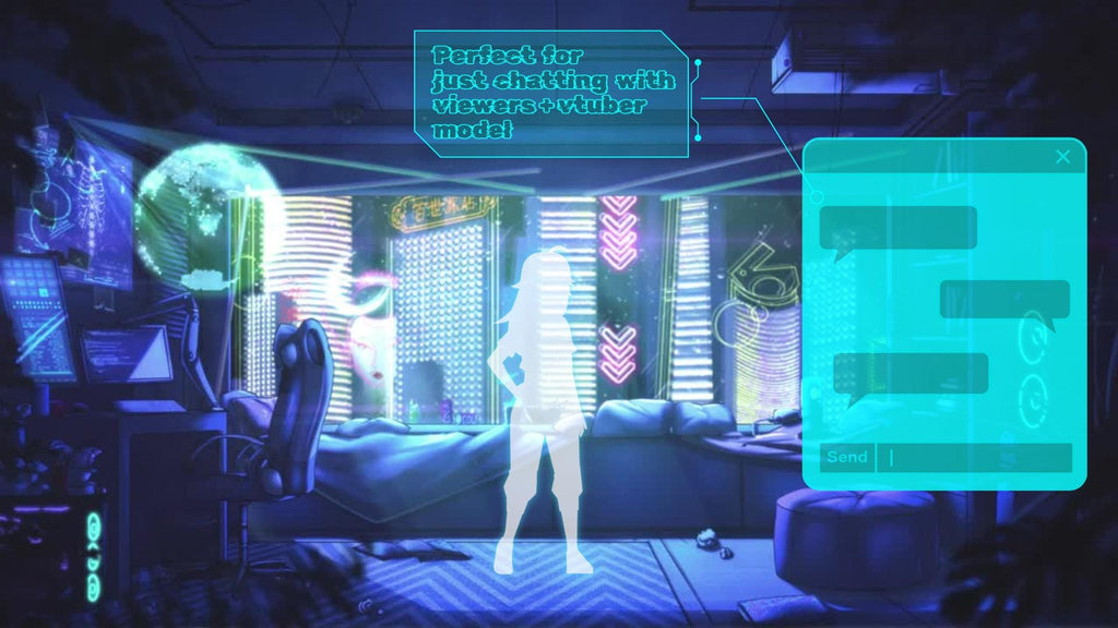 Animated background - CyberPunk Room | For VTubers & Streamers