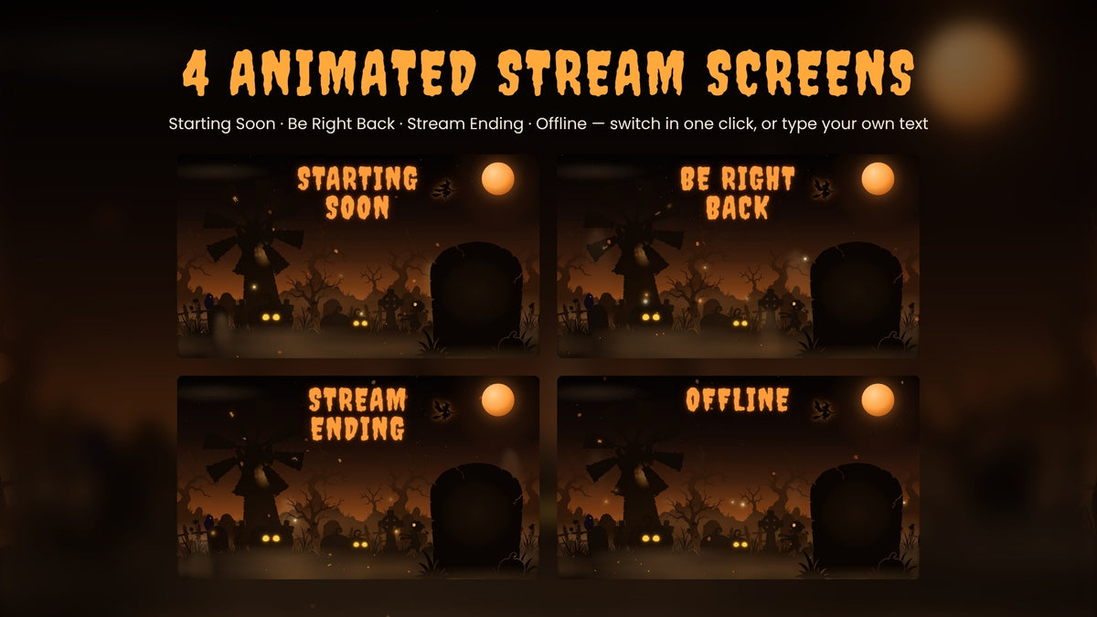 Interactive Halloween Stream Overlay — Zombies React to Chat, Curse Wheel, 4 Screens & Webcam Frame