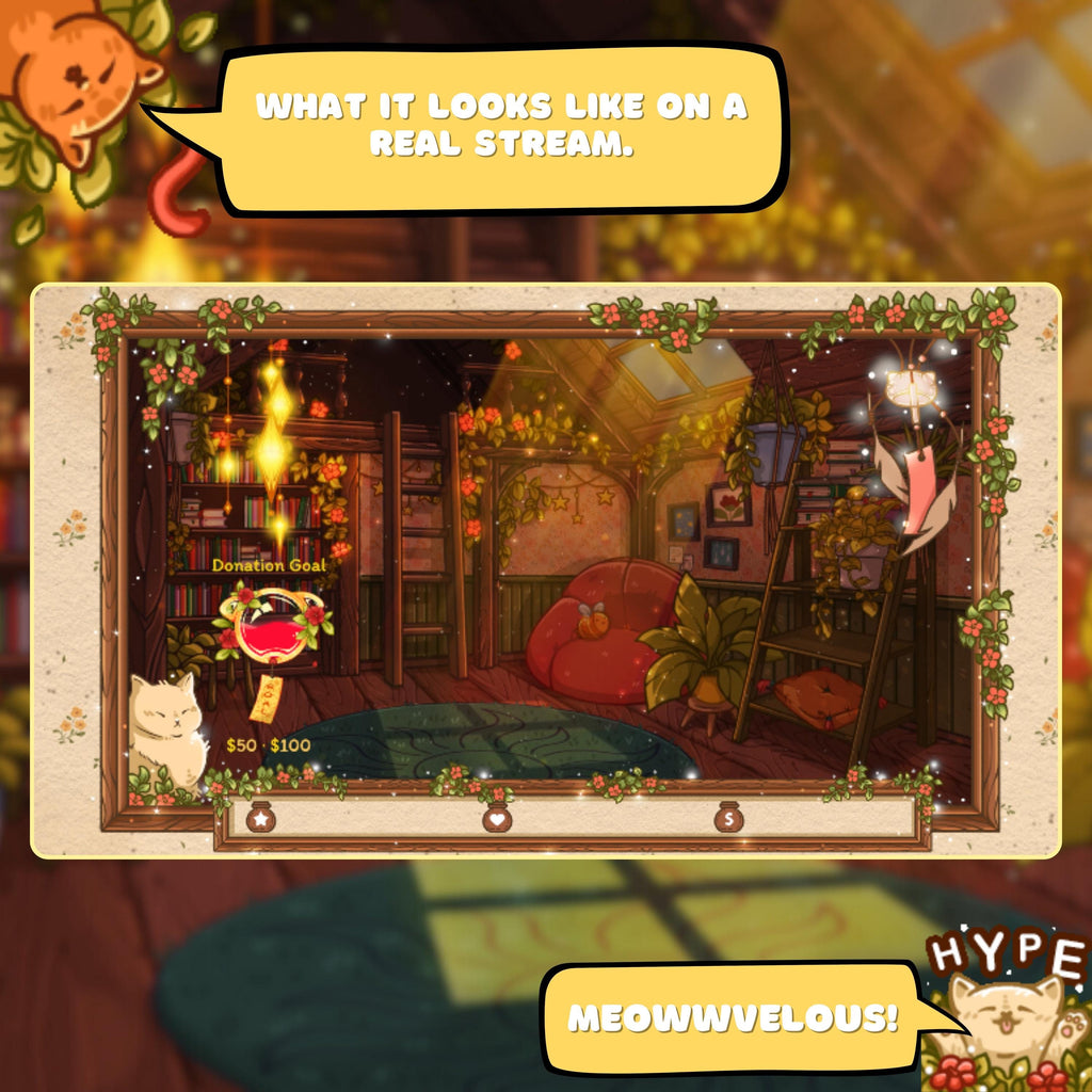 Animated Twitch Goal Widget in Cozy Cats Style